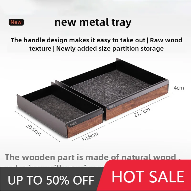 Solid Wood Log Metal Tray Display Height Increasing Bracket Accessories Metal Tray Storage Box Organizer Office Trays Drawers