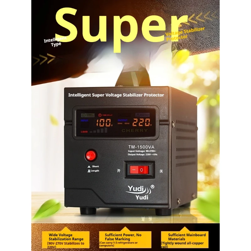 Estabilizador de Voltagem Automático Compacto de 1500W |   Regulador de Voltagem para Computador |   220V |   Ideal para refrigeradores e televisores