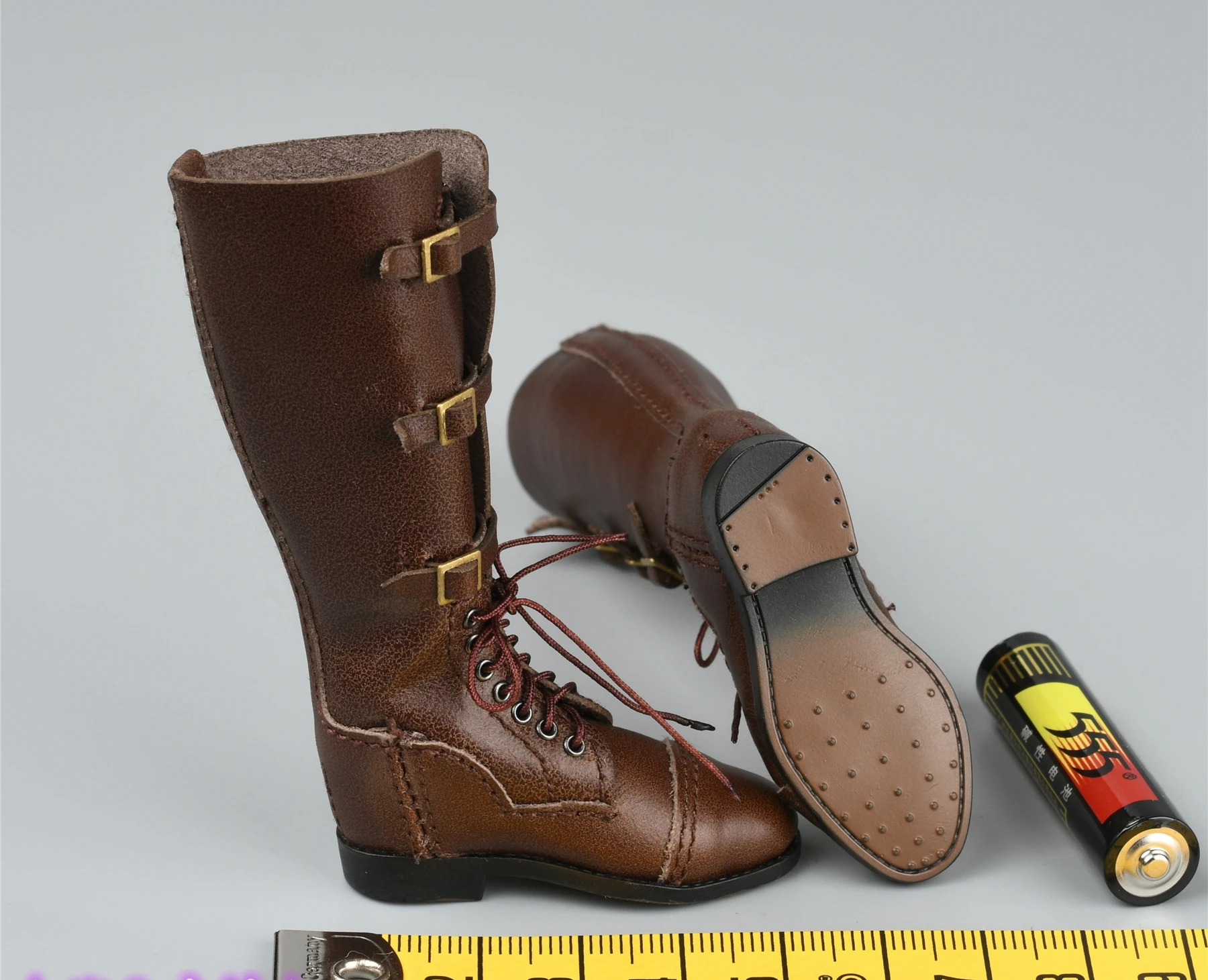 1/6th Soldier B11012 Hollow Strap Genuine Leather High Boots Model for 12'' British Colonel