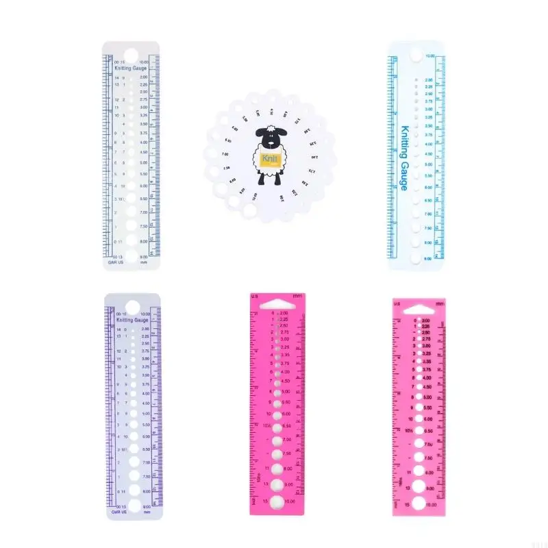 W91B Knitting Needle Ruler Gauge Ruler Sewing Tools for Sewing Needle