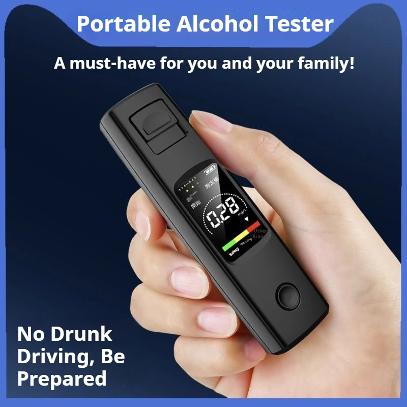 Alcohol Tester Portable Non-Contact Breathalyzer Type-C Charging Breath Alcohol Test Professional High Sensitivity Breathalyzer