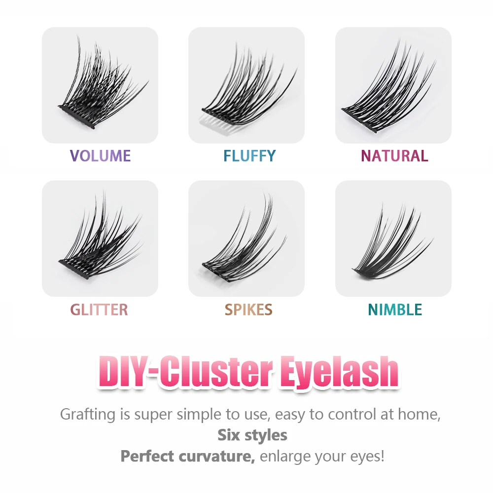 MASSCAKU DIY Cluster Eyelash Extension Segmented False Bundles Eyelashes 72Volume Natural Russian Faux Mink Makeup Lashes