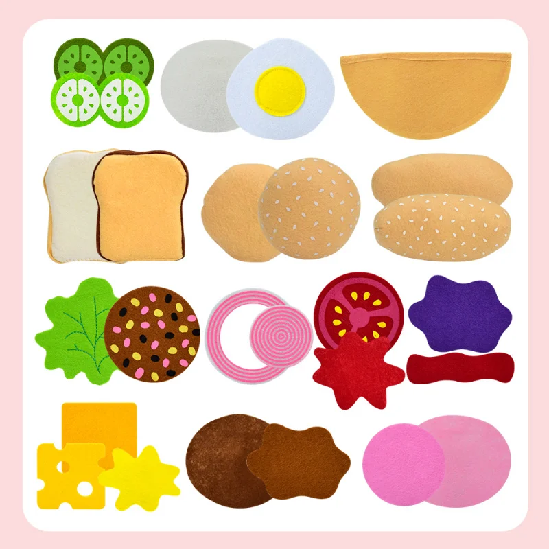 28 قطعة ورأى الغذاء برغر ساندويتش الغذاء مجموعة الأطفال التظاهر باللعب الغذاء ساندويتش لعب الأطفال المطبخ لعب الأدوار الهدايا #5