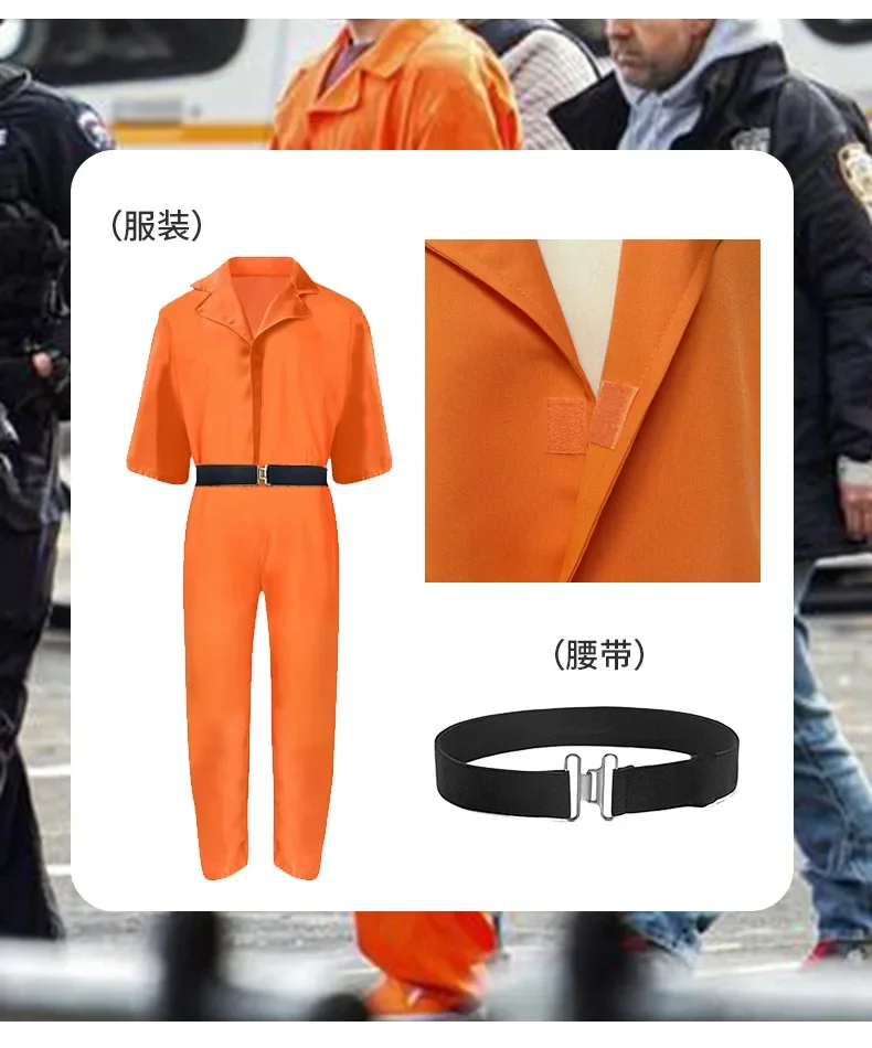 Combhasaki Familie Passendes Halloween Kostüm Brief Drucken Reißverschluss Langarm Revers Kragen Gefangene Overall Cosplay Party Outfit