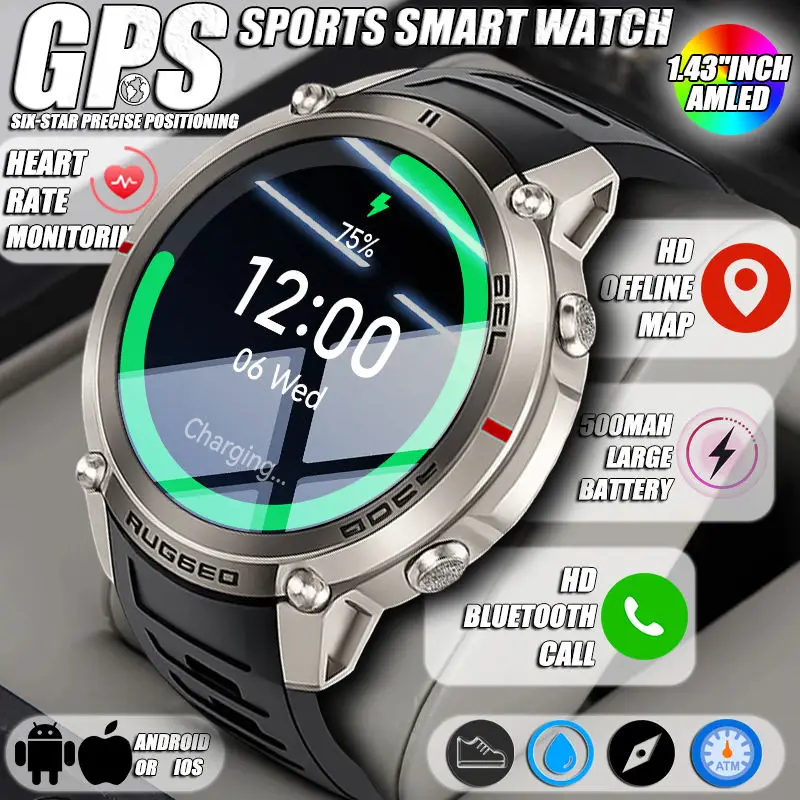 2026 Brandneue Upgrade GPS Smartwatch Offline-Karte 170+ Sportmodi Herzfrequenzmesser Outdoor Herren Smartwatch Fitness-Armband