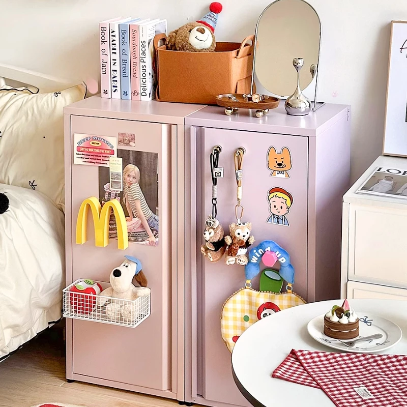 

Dopamine Colorful Metal Storage Cabinet - Multi-Tier Steel Organizer for Living Room/Bedroom Space-Saving Nightstand Storage