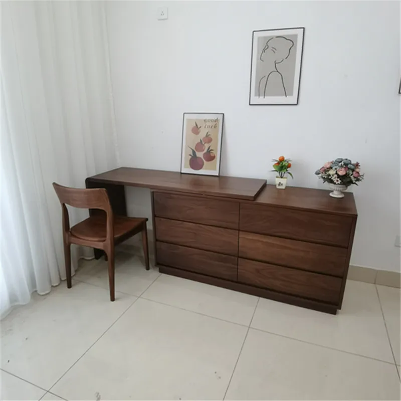 

Black, walnut solid wood six, chest dresser integrated, makeup table