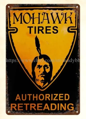 wall hanging art Mohawk Tires retreading gas station auto shop metal tin sign