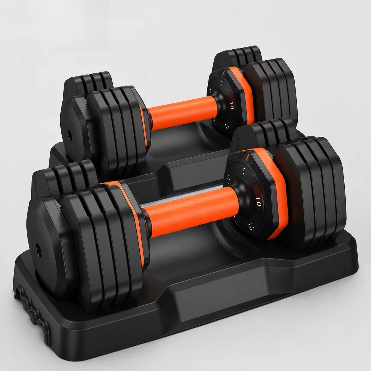 Adjustable Dumbbell Set Home Gym Strength Training Weights Quick Change Dumbbells with Storage Tray