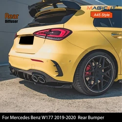 Car Rear Bumper Lip Diffuser For Mercedes Benz W177 AMG Line 2019-2020 A Class A45 A180 A200 A220 A250 with Muffler Exhaust Tip