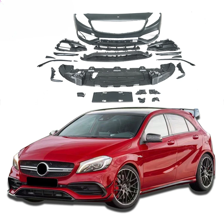 W176 A45 AMG Body Kit for Mercedes-Benz A-CLASS  2012-2018 Front Bumper Rear Bumper Side Skirts Grill