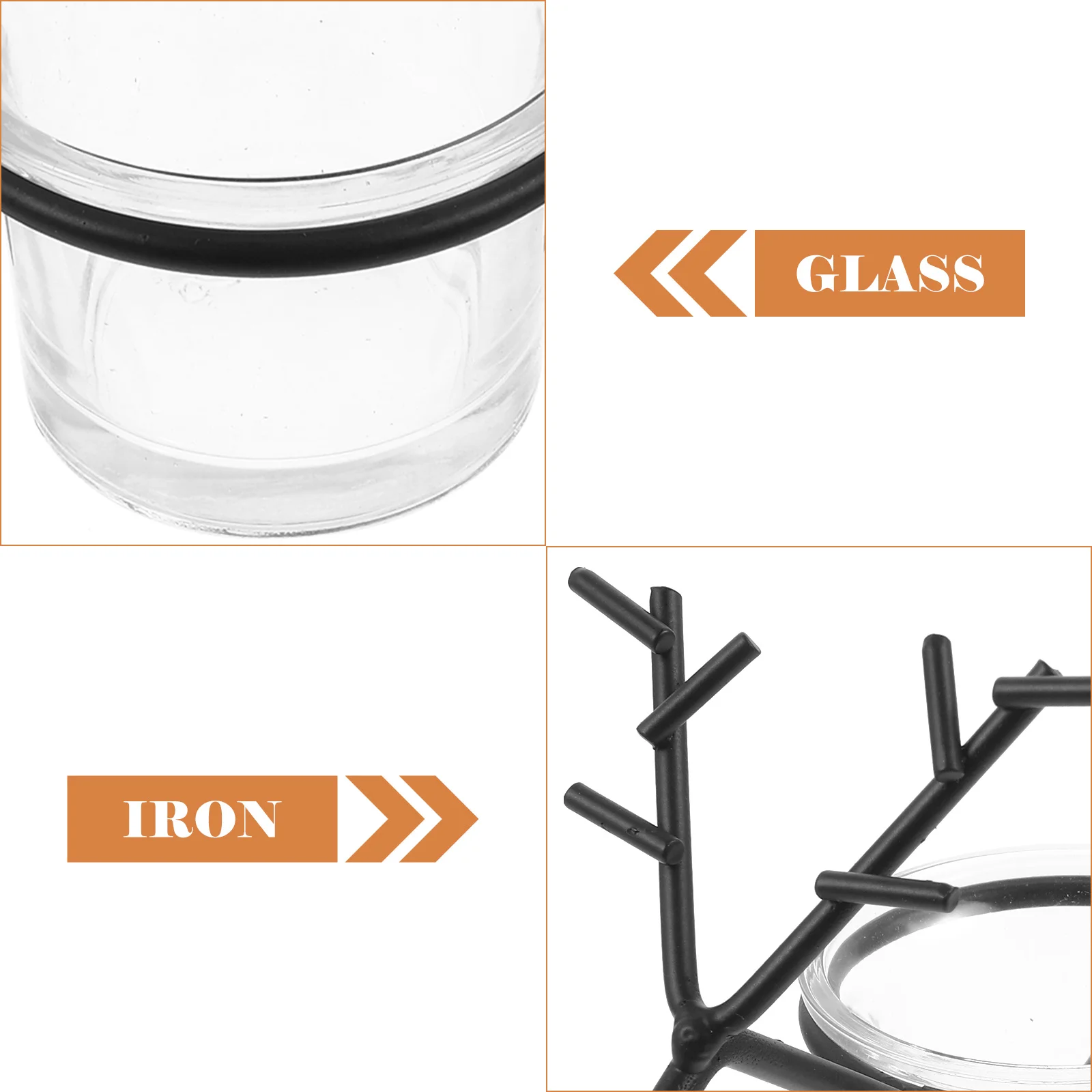 

2Pcs Deer Head Holders Nordic Style Iron Glass Vintage Rack Home Decoration Candlestick Holders Desktop Ornament