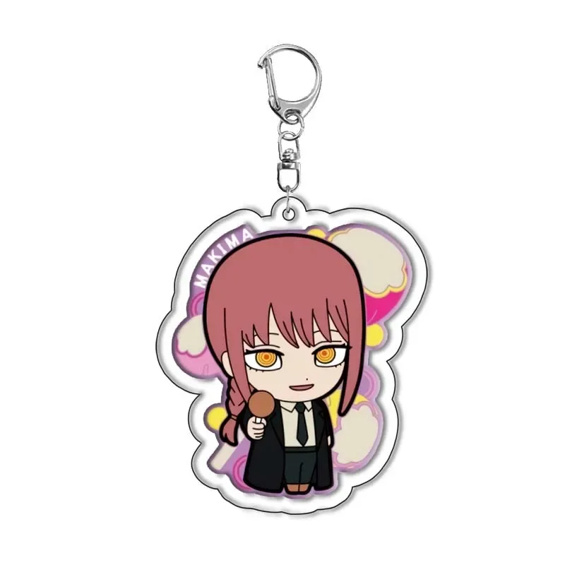 Anime Keychain Chainsaw Man Pochita Makima Cartoon Acrylic Bag Keyring Pendant Accessory