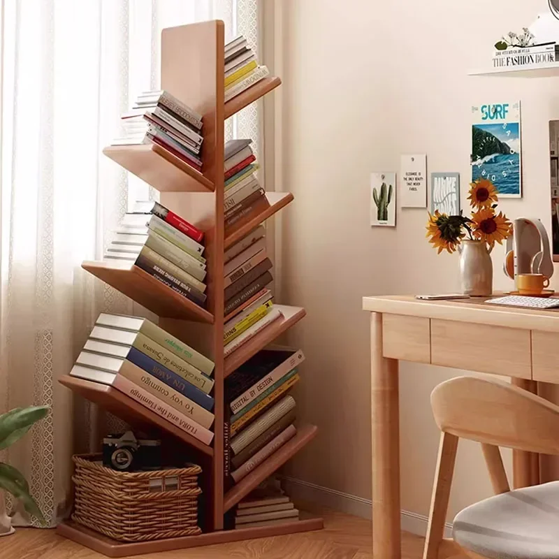 Minimalist Standing Book Shelf European Display Luxury Portable Book Shelf English Modern Aesthetic Wood Librero Salon Furniture