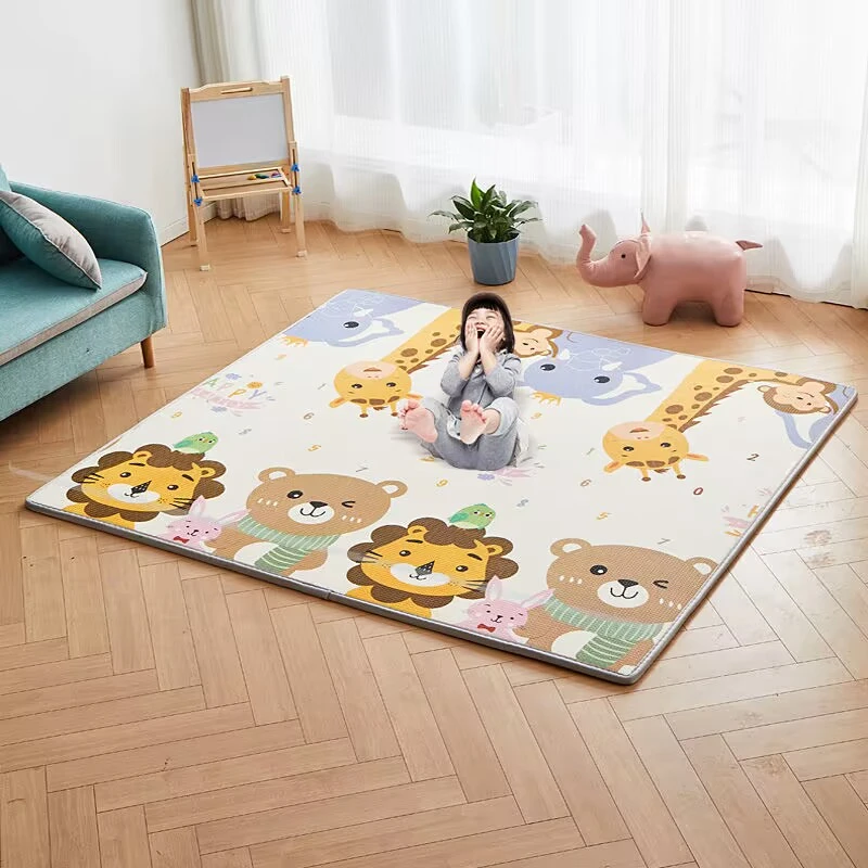 Alfombra de juego de gran tamaño para niños, Alfombrilla de seguridad EPE respetuosa con el medio ambiente, gruesa de 1cm, alfombrillas de juego para gatear para bebés, alfombra plegable