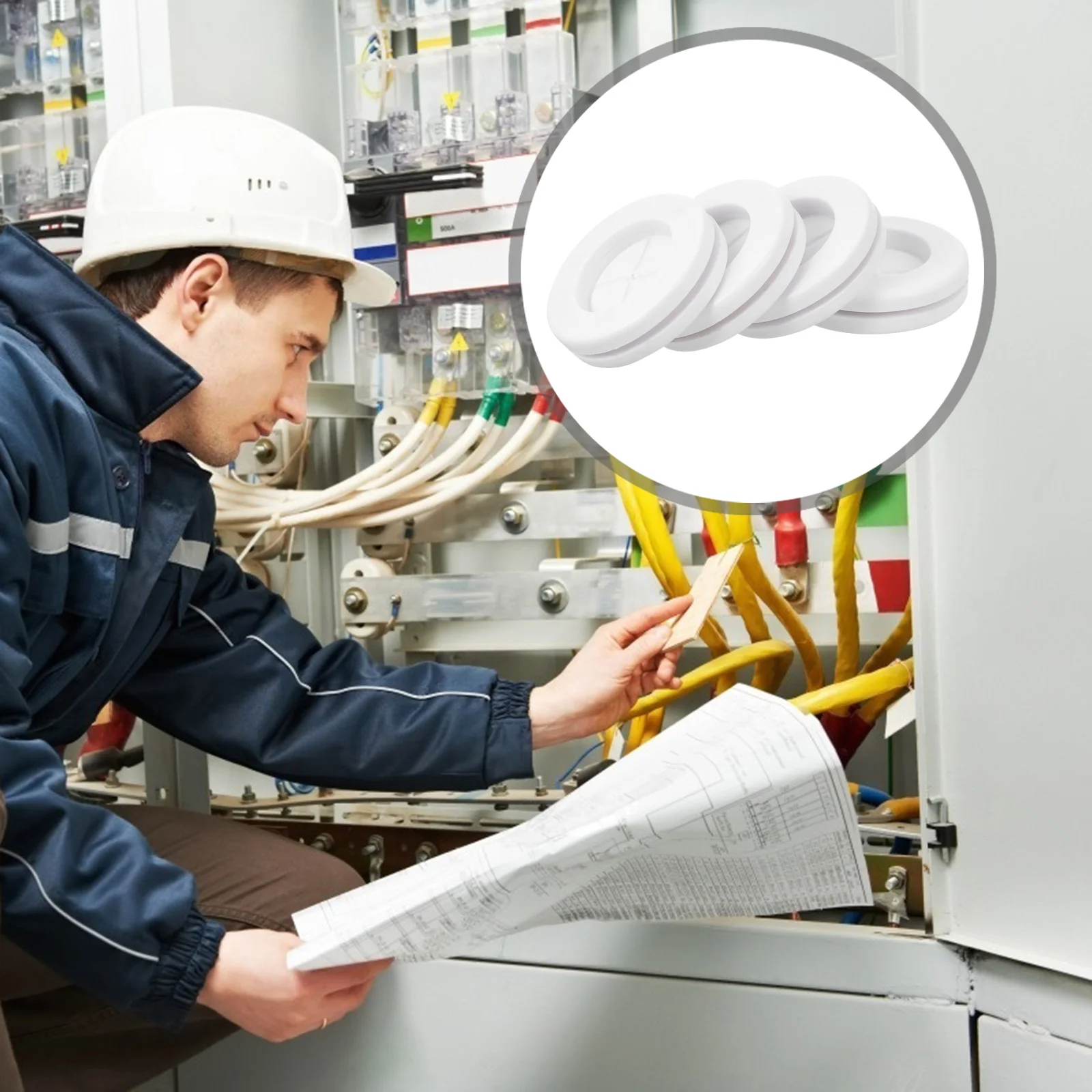 

4 Pcs Cable Hole Cover Dust-proof and Flame-retardant Protection Wire Protector