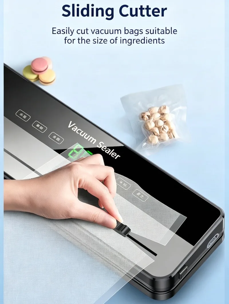 Intelligent digital display cutting blade fully automatic small food vacuum packaging sealing machine for kitchen utensils