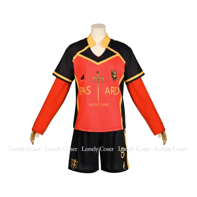 Disfraz de Cosplay de Alexis Ness, peluca de bloqueo azul de Anime, equipo Bastard Munchen No.8, camiseta de fútbol alemana, uniforme para hombres y niños, juego de rol