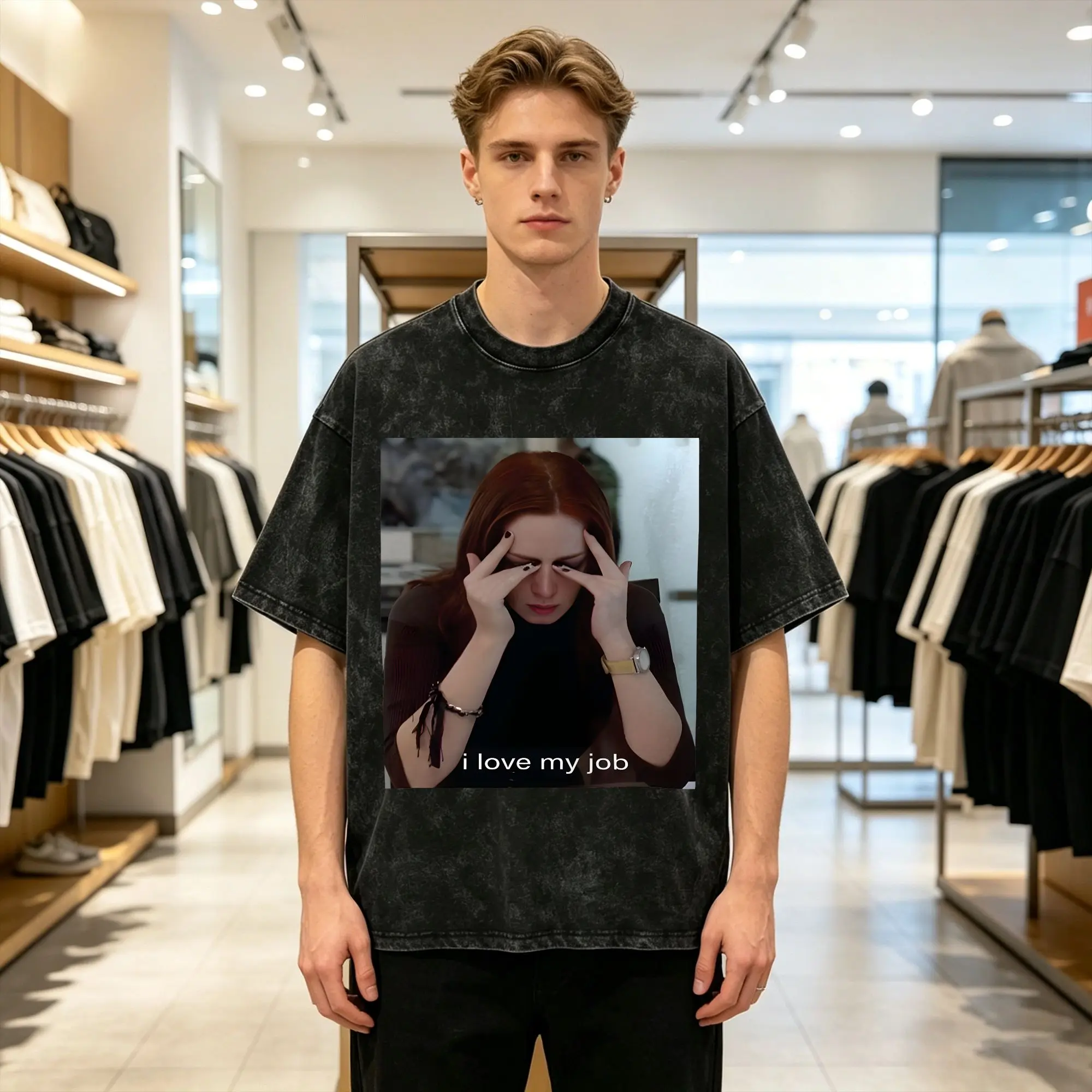 Men's Miranda Priestly T-Shirts I Love My Job Meme Top Tees Summer Streetwear Short Sleeves O-Neck Harajuku Casual Tshirt