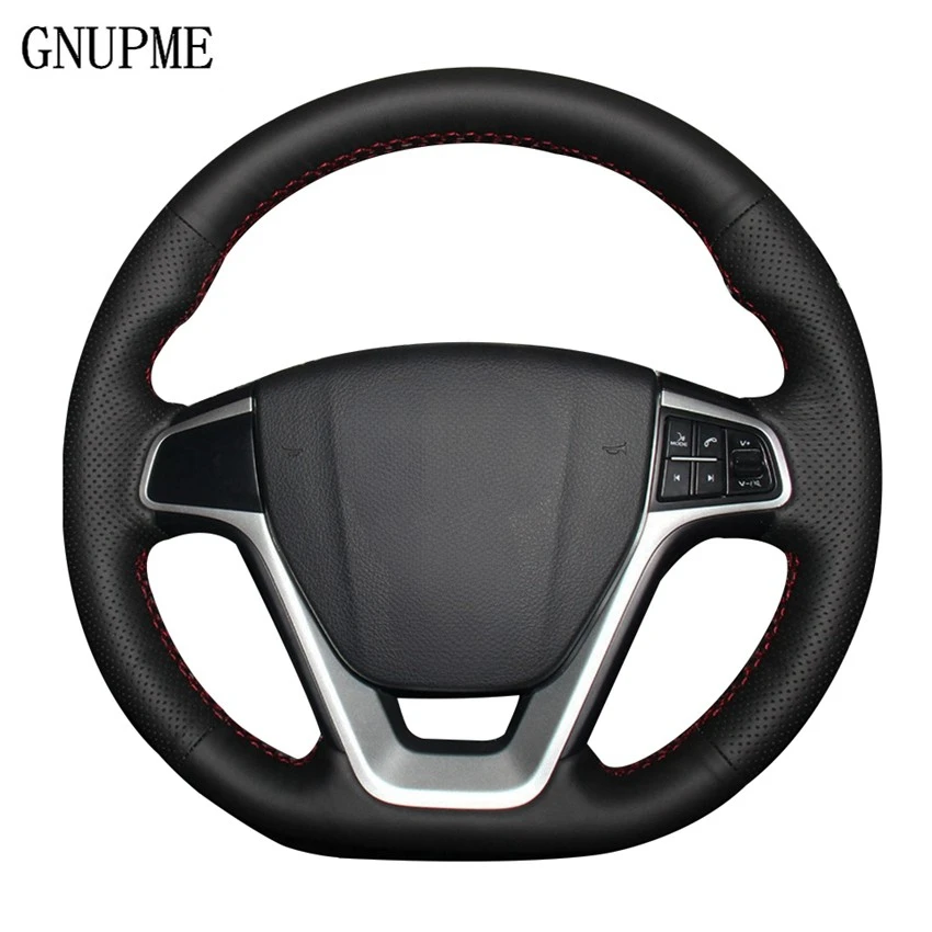 Black Artificial Leather DIY Handsewing Car Steering Wheel Cover for Geely EMGRAND GT 2015 2016 2017