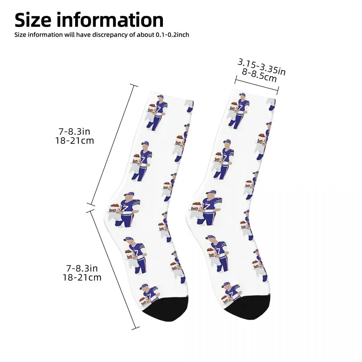 Josh Allen, Buffalo Bills, Duff's Chicken Wings Sticker Socks Sweat Absorbing Stockings All Season Long Socks Accessories