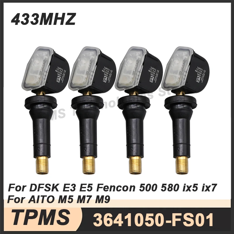 

4PCS TPMS Sensor For DFSK Landian E3 E5 S513 Fencon 500 580 S560 S580 ix5 ix7 AITO M5 M7 M9 Tire Pressure 3641050-FS01 433MHZ