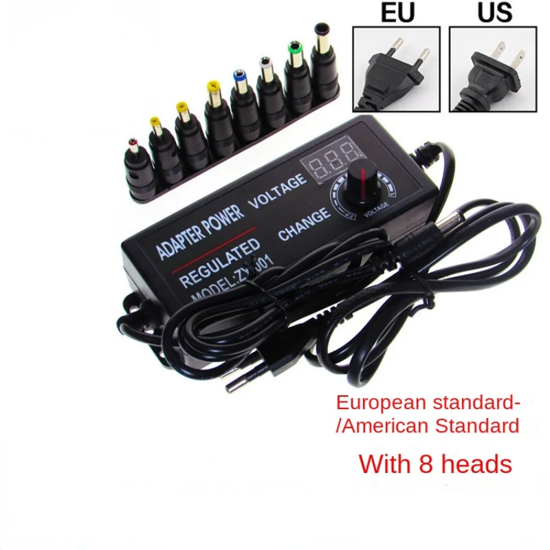 Adjustable Power Adapter AC  TO DC 3V – 24V 3A  Power Supply 8 Plug Female Connect EU US