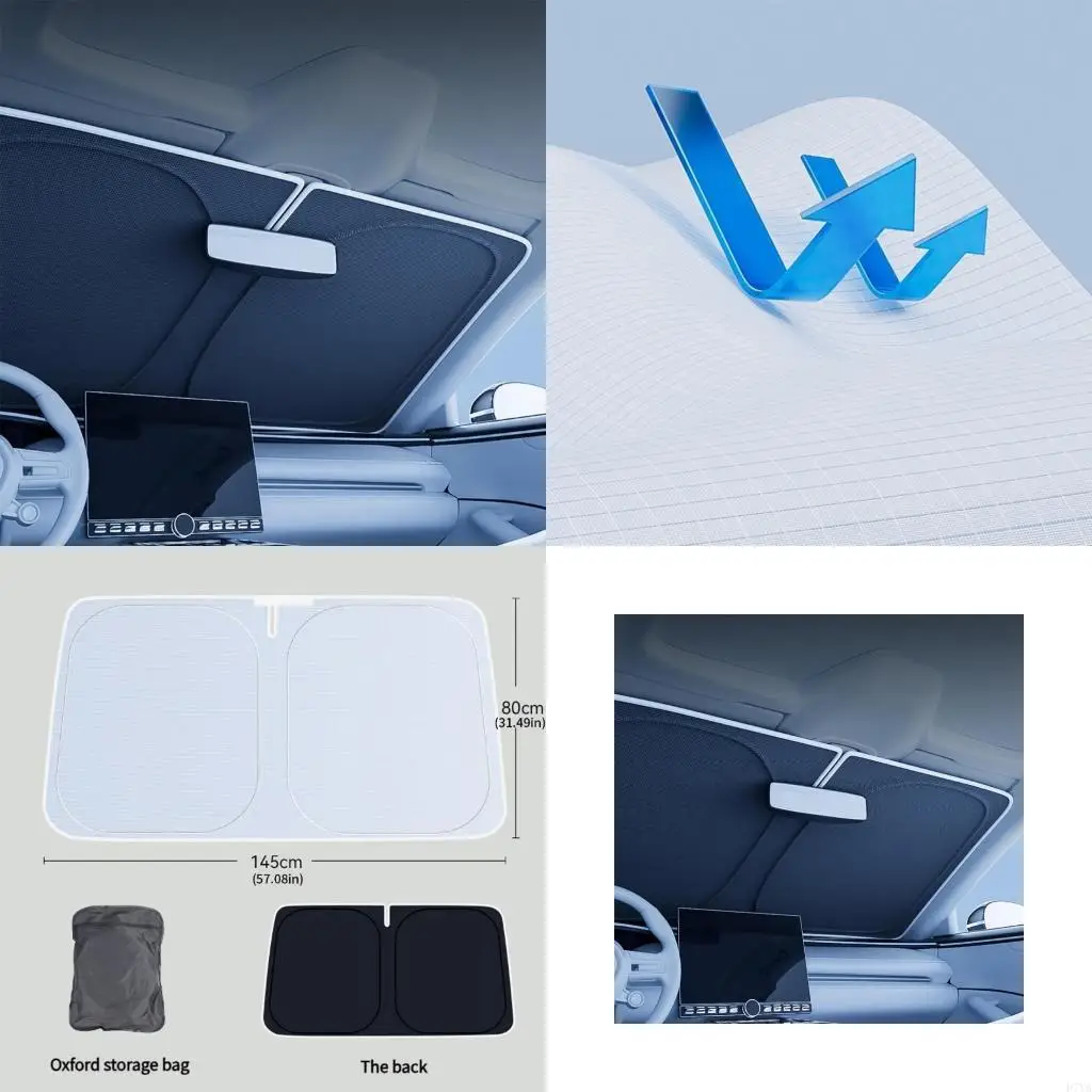 

Windshield Sun Shade Foldable Reflective Windshield Shade Heat Automotive Car Shade Sun Blockers D7YA