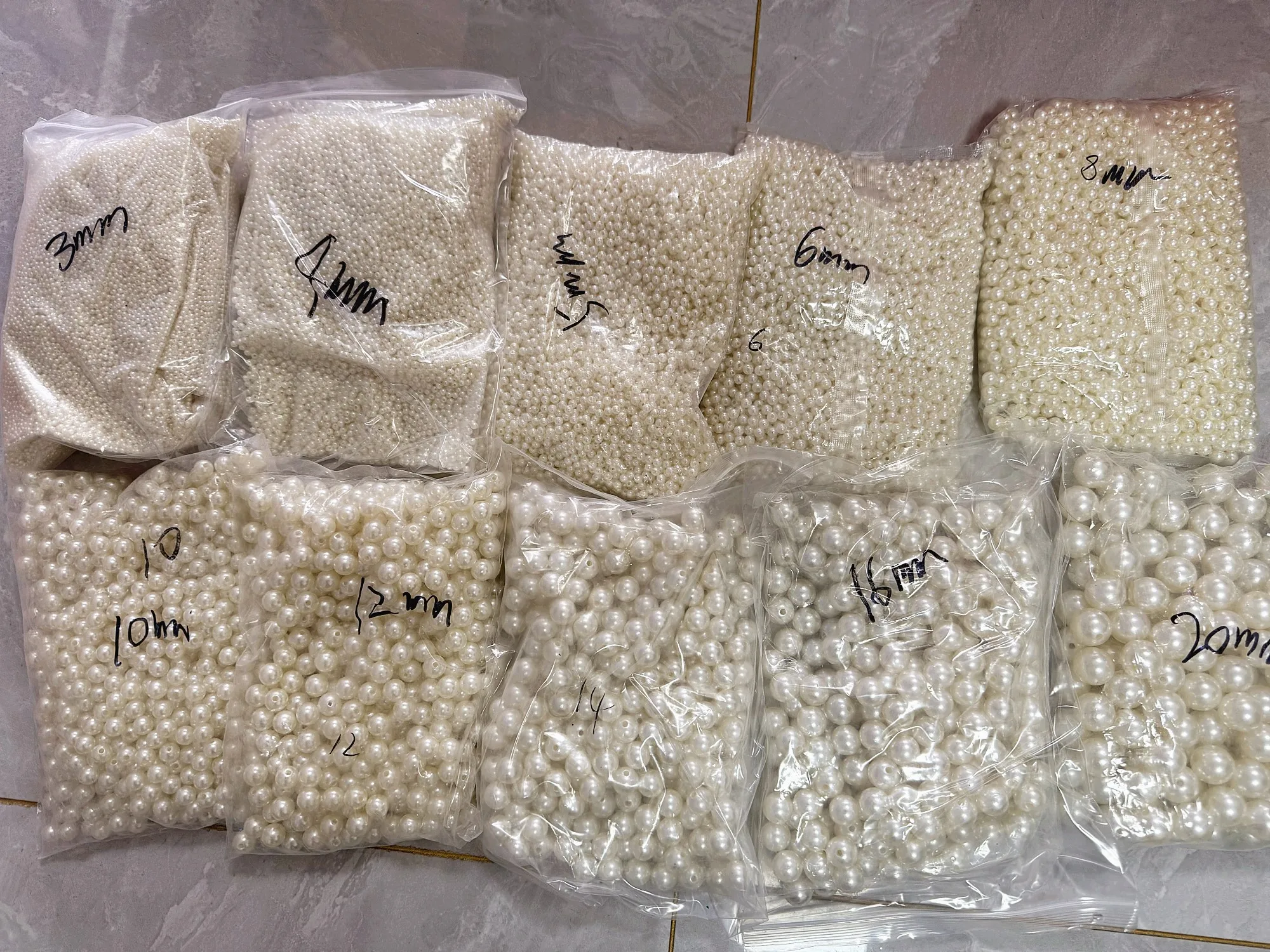 3-20mm ABS Imitation Pearl Ivory Pearl Beads with Hole Craft Bead Acrylic Loose Pearls for DIY Bracelet Sew Craft  Making - view 5
