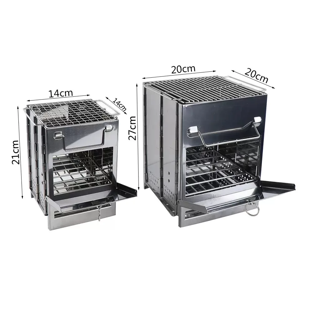 ARC KYLIN Wood Burning Camp Stove Folding Stainless Steel Grill Firewood Stove for Outdoor Survival Camping Cooking Picnic BBQ