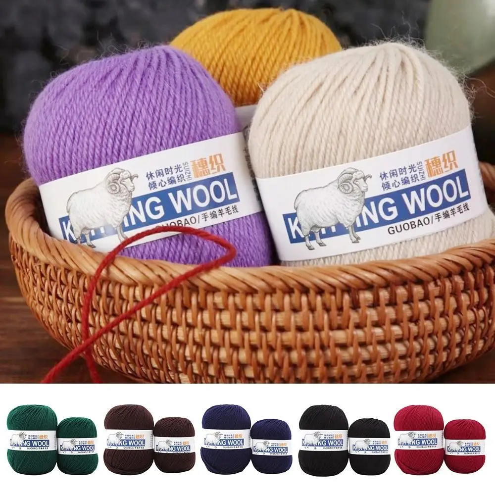 DIY 4-strand Wool Yarn Solid Color Wool Blended Yarn Thick Thread Scarf