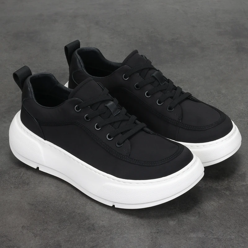 Men's new breathable wide head trend low help board shoes leisure tilt head thick sole increase all canvas men's shoes