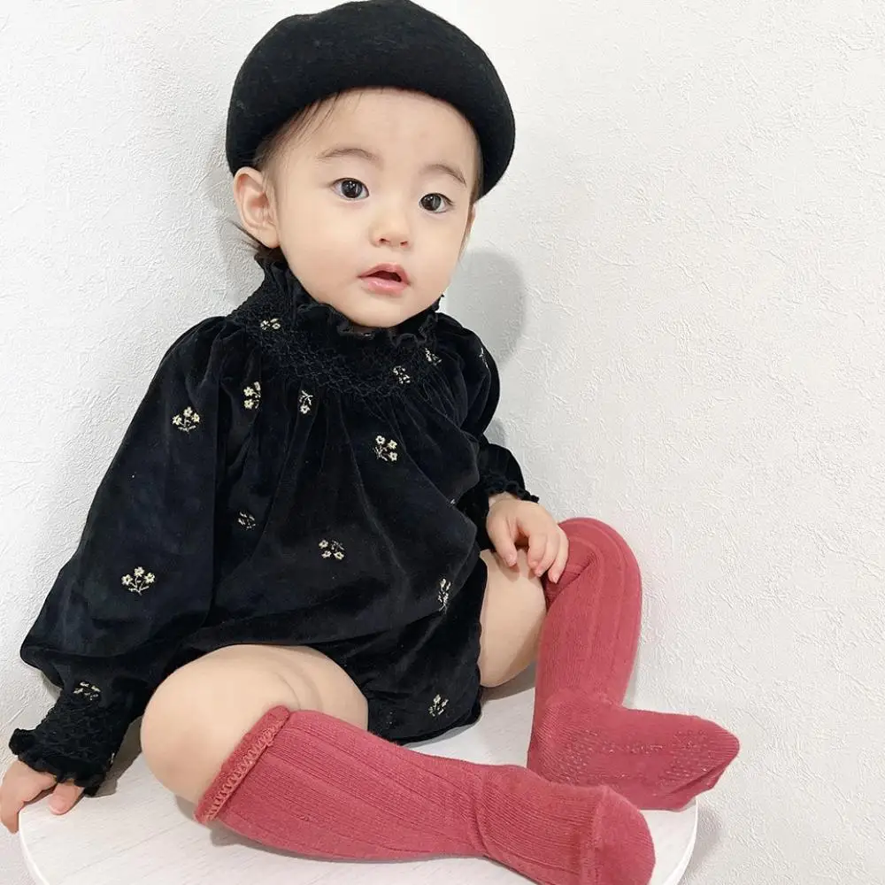 2024 Newborn Girl Embroidered Rompers Elegant Flower Baby Girls Romper Long Sleeves Autumn Winter Children's Clothing