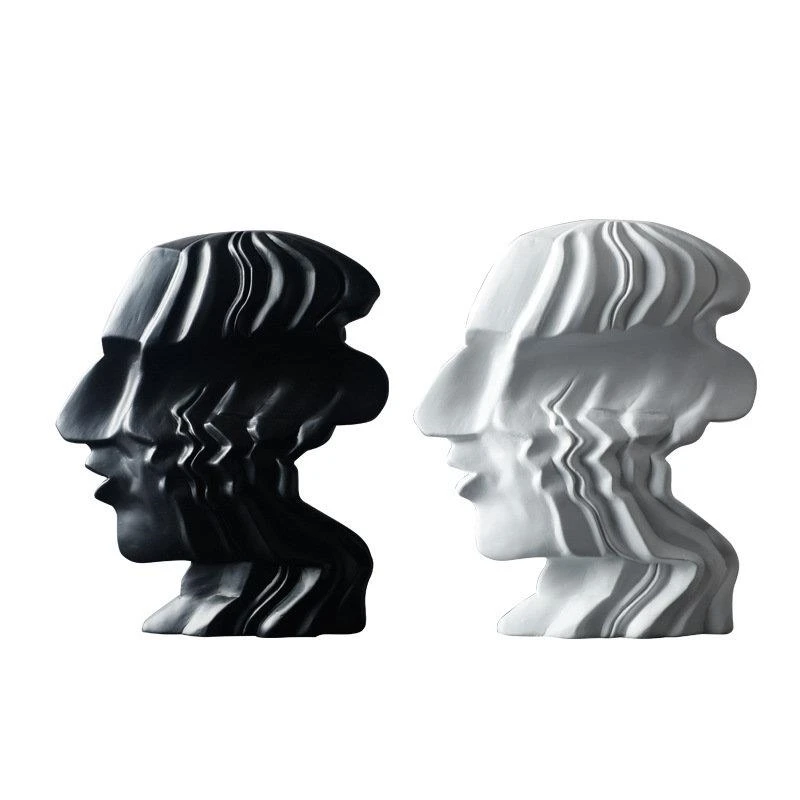 Heavy Shadows Human Face Statue Black/white Crafts Abstract Character Sculpture Desk Decoration Ornaments