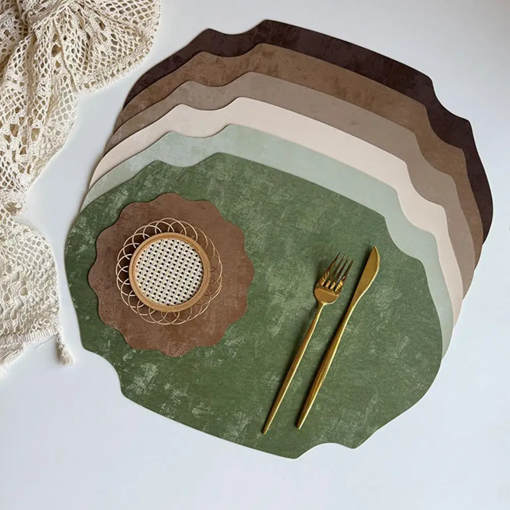 Stylish Oval Placemat, Non-Slip Heatproof Table Protector Pad, Retro Irregular Shape Dining Mat For Home Kitchen Decor ﻿