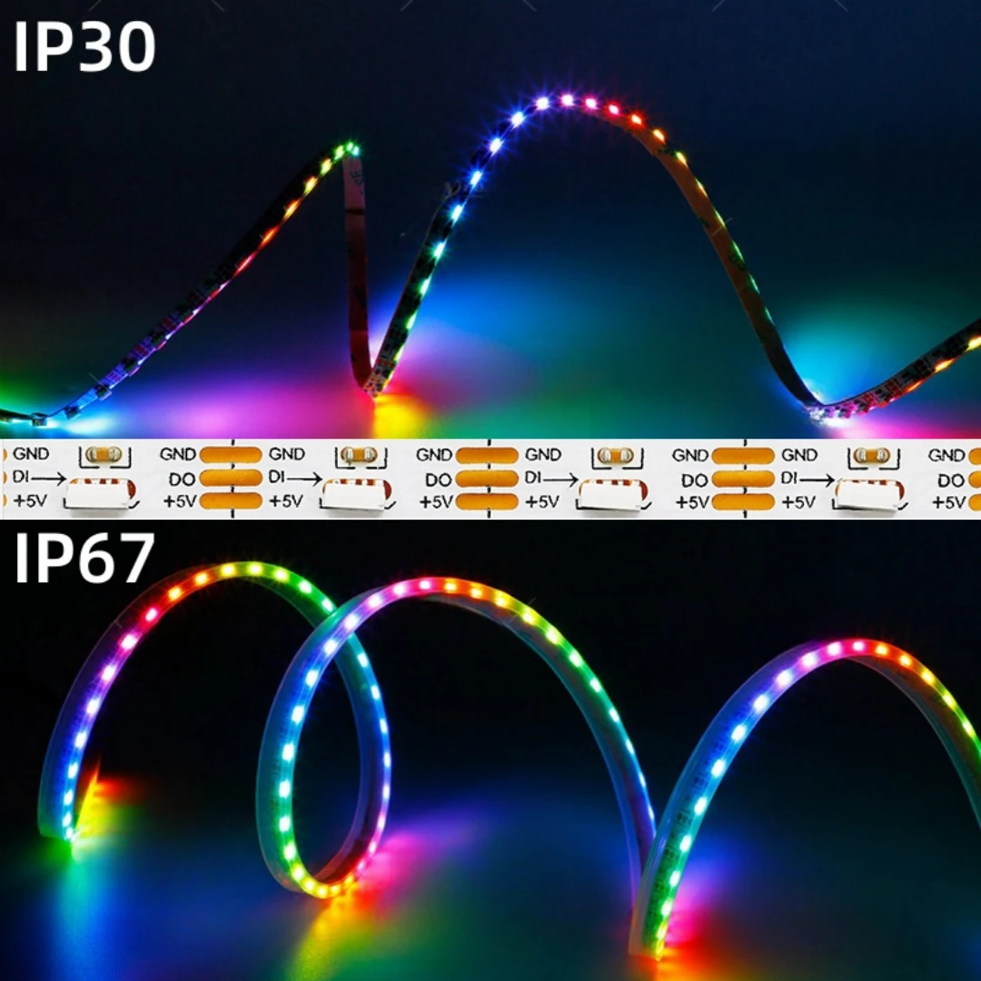 Boczna poświata cyfrowa taśma LED pikseli 5V SK6812 4020 IC 60Leds/m 5mm wąska lampa kolor marzeń PCB RGB do świetlny wyświetlacz szczelinowego