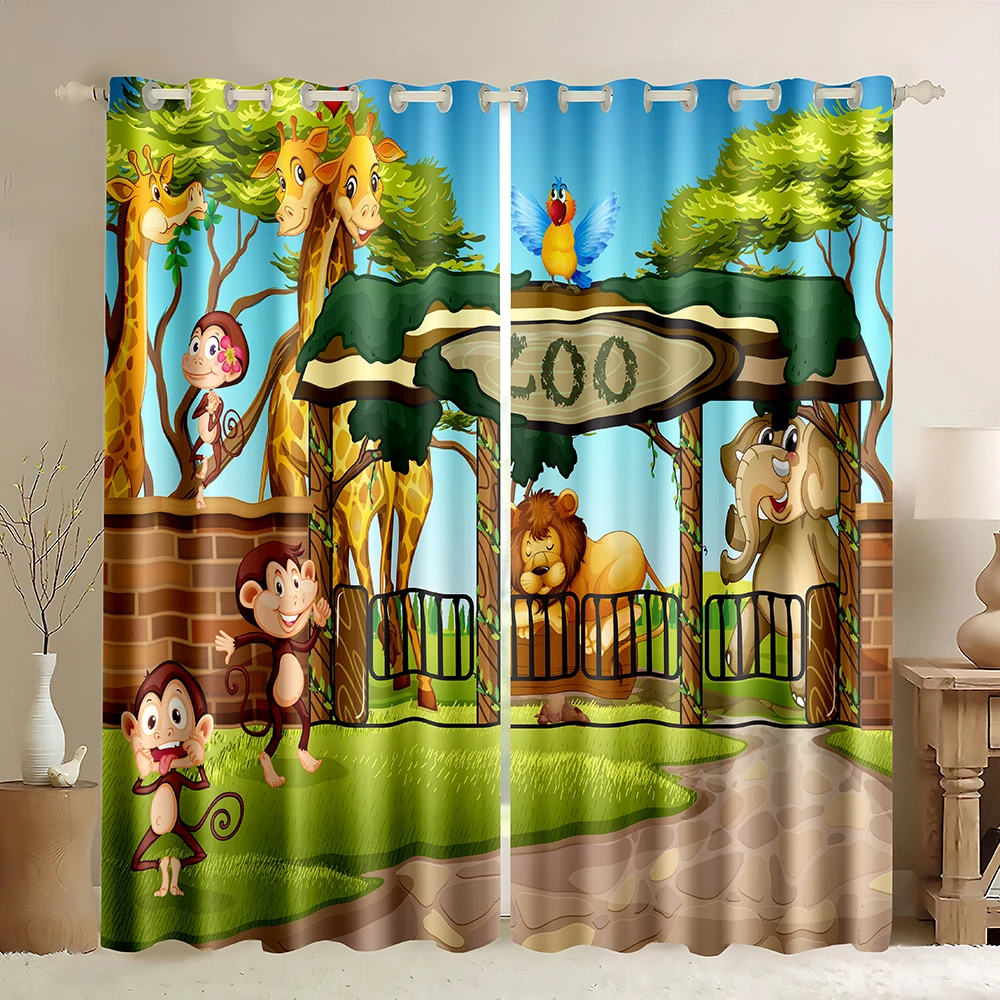 

Custom Zoo Cute Cartoon Animal Jungle Thin Curtains Boy Children's Room Bedroom Classroom Kindergarten 2023 New Curtain