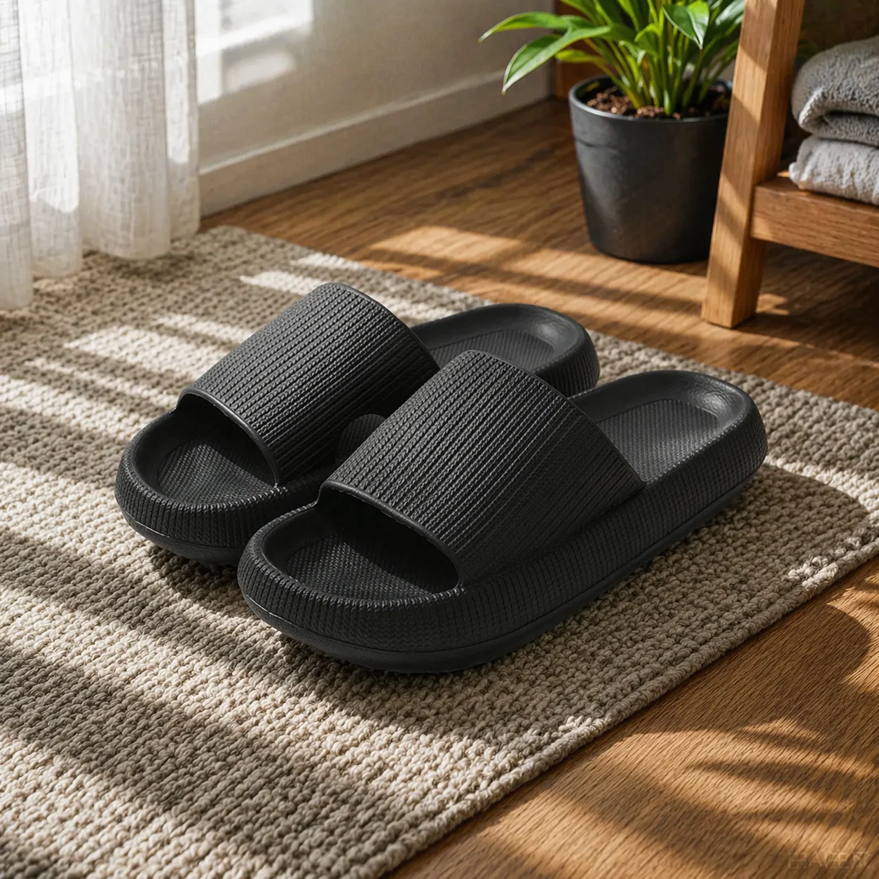 Men's and women's slippers, thick-soled, non-slip, summer bathroom shower EVA sandals, beach casual loose comfortable slippers
