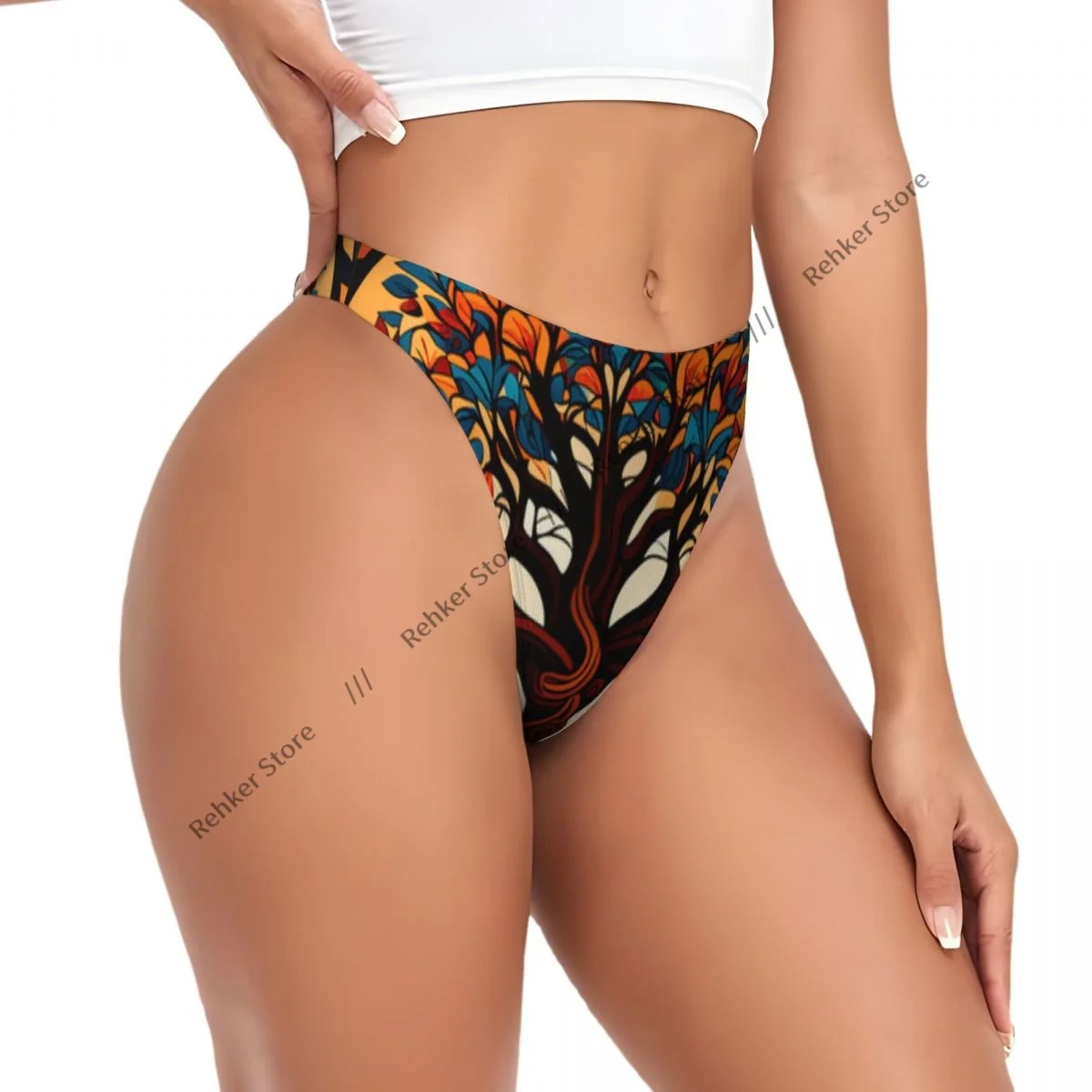 Сексуальное женское нижнее белье с осенними листьями, трусики-стринги, стринги