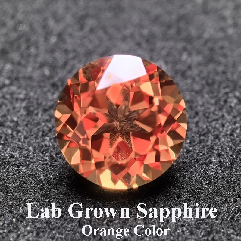 

Lab Grown Sapphire Orange Color Round Shaped Gemstone Beads for Charms DIY Earrings Pendant Making Selectable AGL Certificate