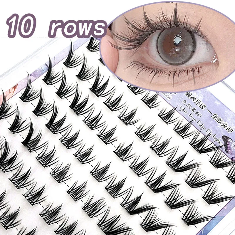 Self Adhesive Eyelash Clusters No Glue Individual Lashes DIY Natural Long Manga False Eyelashes Extension Makeup Tools Reusable