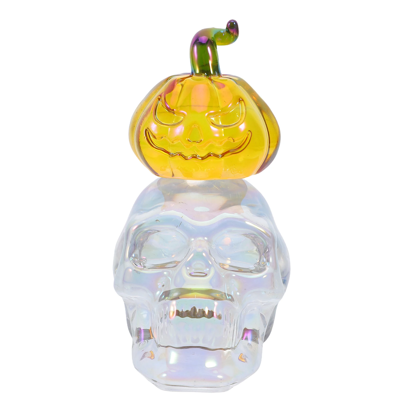 

Crystal Skull Pumpkin Statue Halloween Decor Sculpture Home Desktop Fireplace Vibrant Color Unique Design