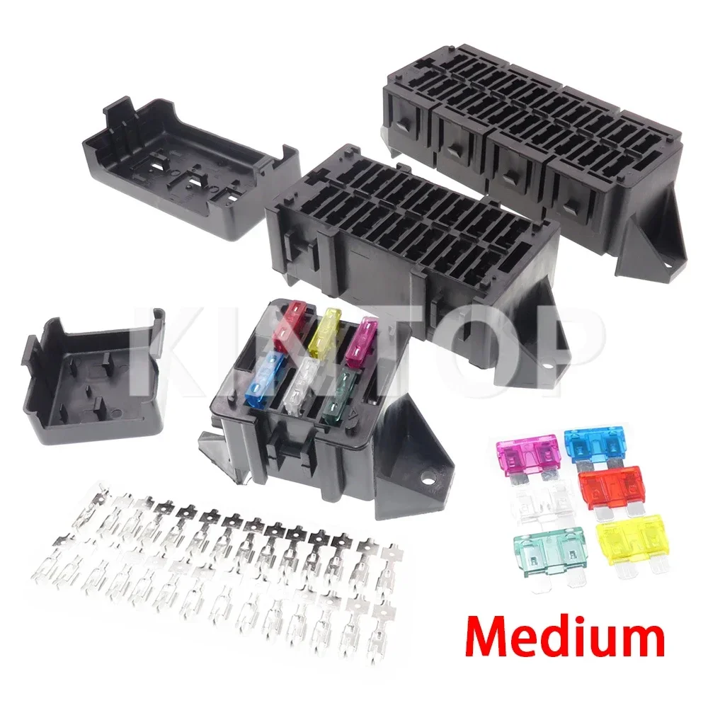 1 Set 6way 14way 20way Medium AC Assembly Car Fuse Holder with Terminal Auto Blade Type Fuse Block Auto Electronics Accessories