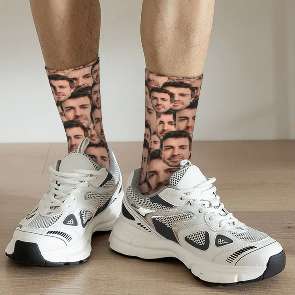 Fernando Alonso Head Design Crew Socks Product for Unisex Cozy Crew Socks