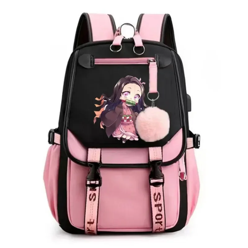 Kamado Nezuko tas ransel Cosplay Anime, tas ransel sekolah pelajar uniseks, tas buku kartun, tas punggung Laptop, tas luar ruangan