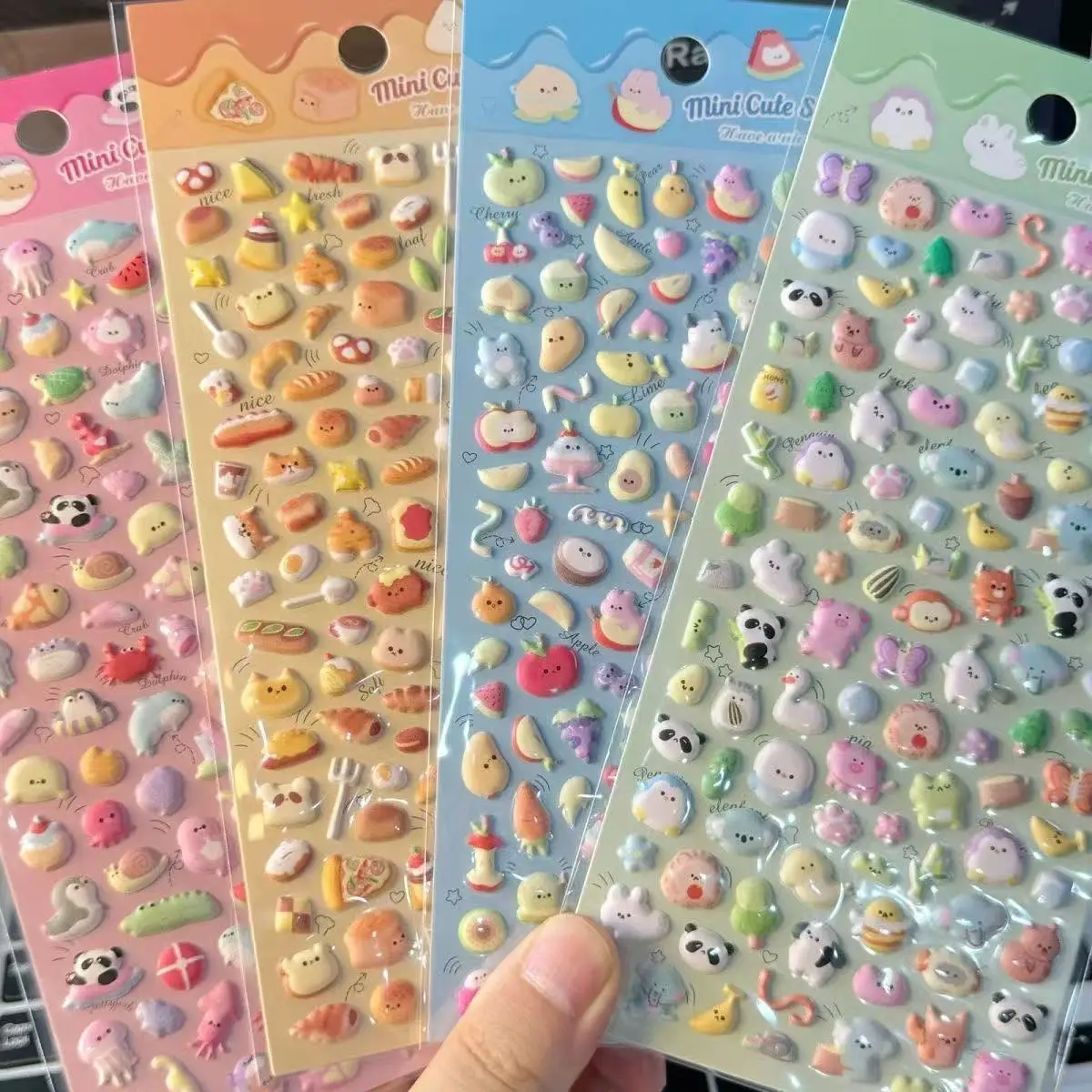 

Ins Bubble Cartoon Korean Version Three-dimensional Stickers Fruit Animal Bread Handbook Diy Diary Children's Cat Stickers Retro