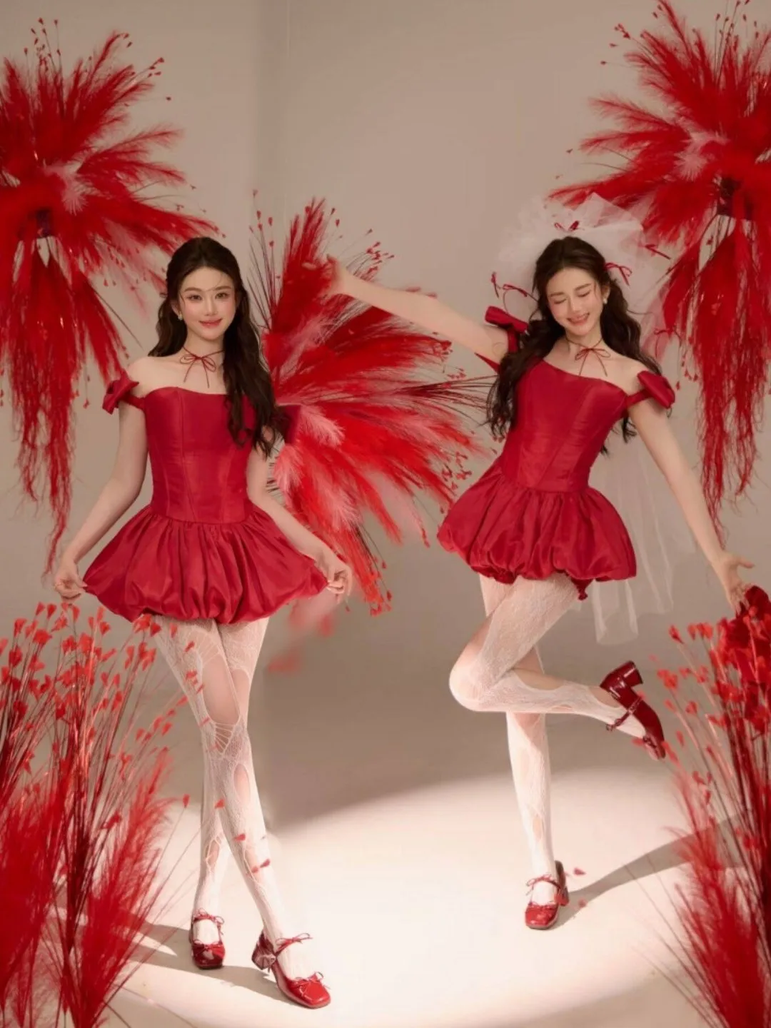 

Новинка: Модное красное платье в корейском стиле для девочек, тематика Рождества, для фотостудий, из полиэстера