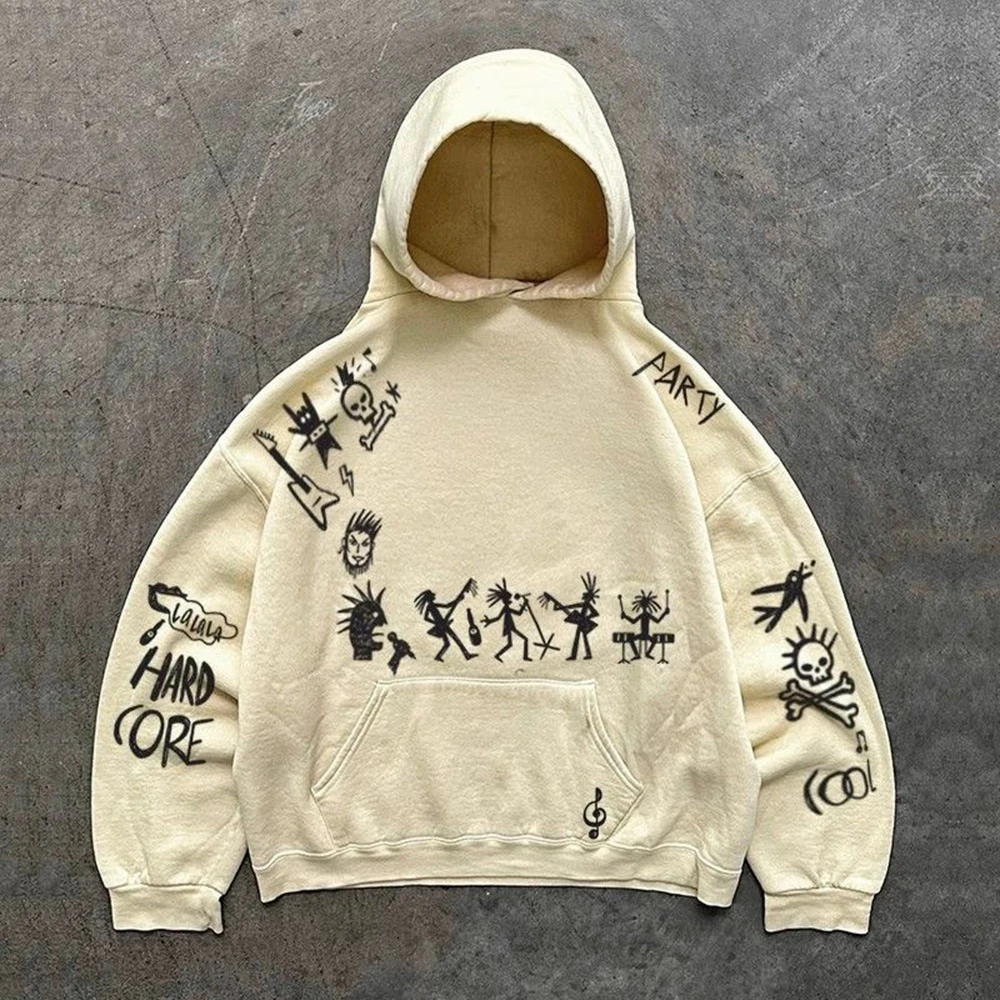 

American Autumn And Winter Skull Niche Hoodies Trendy Hip-Hop Rock Street Regular Printed Men'S And Women'S Hooded Sweatshirts