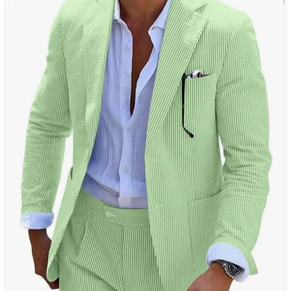 

Мужской формальный смокинг из двух предметов из хлопкового хлопка с лацканами, куртка и брюки, повседневный пиджак, приталенный крой для свадебной вечеринки