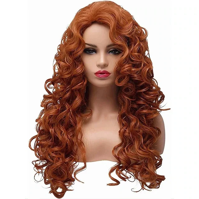 Halloween Women Brave Princess Merida Cosplay Wig Party Girl role play orange wavy hair costumes